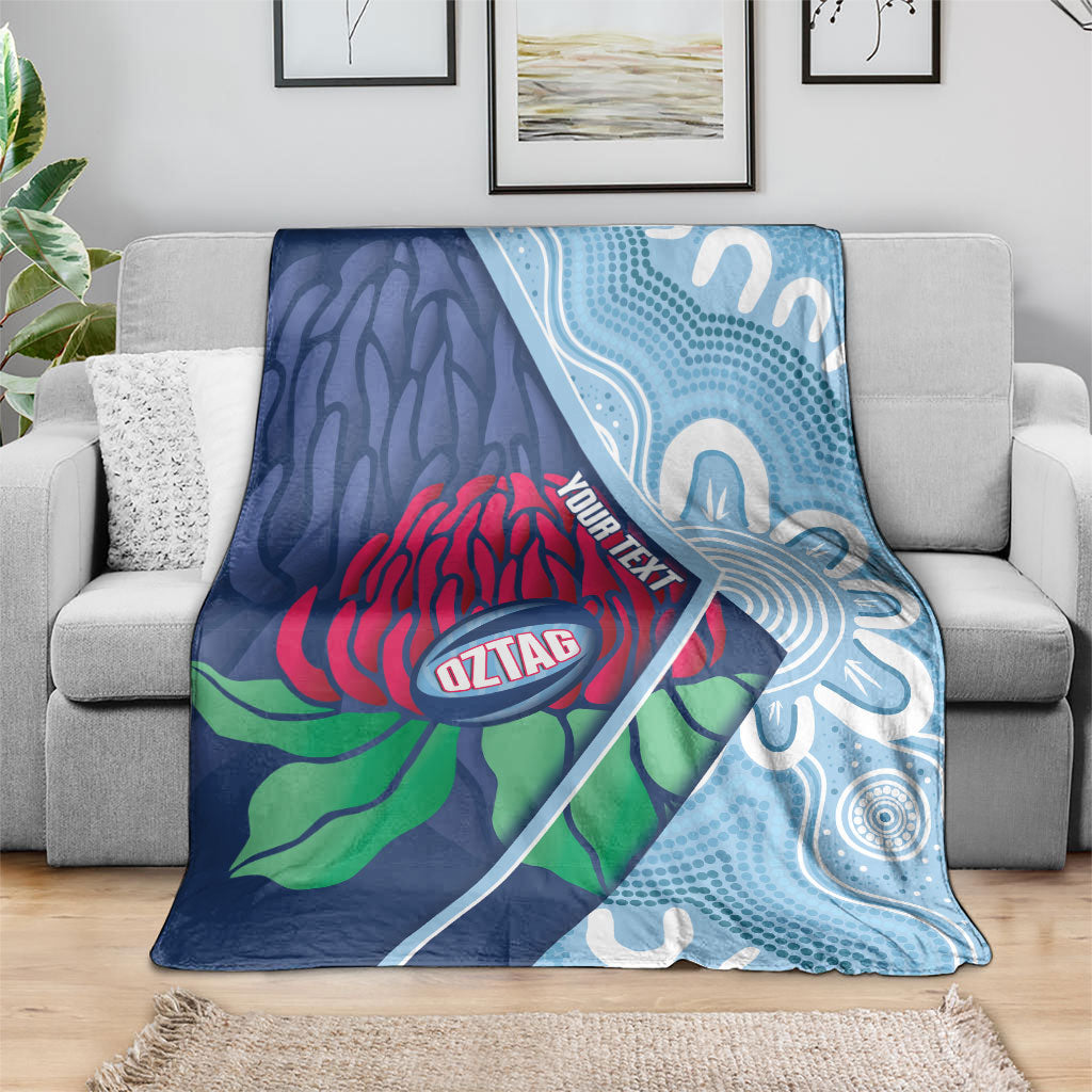 New South Wales Oztag Custom Blanket NSW Waratah Indigenous Art