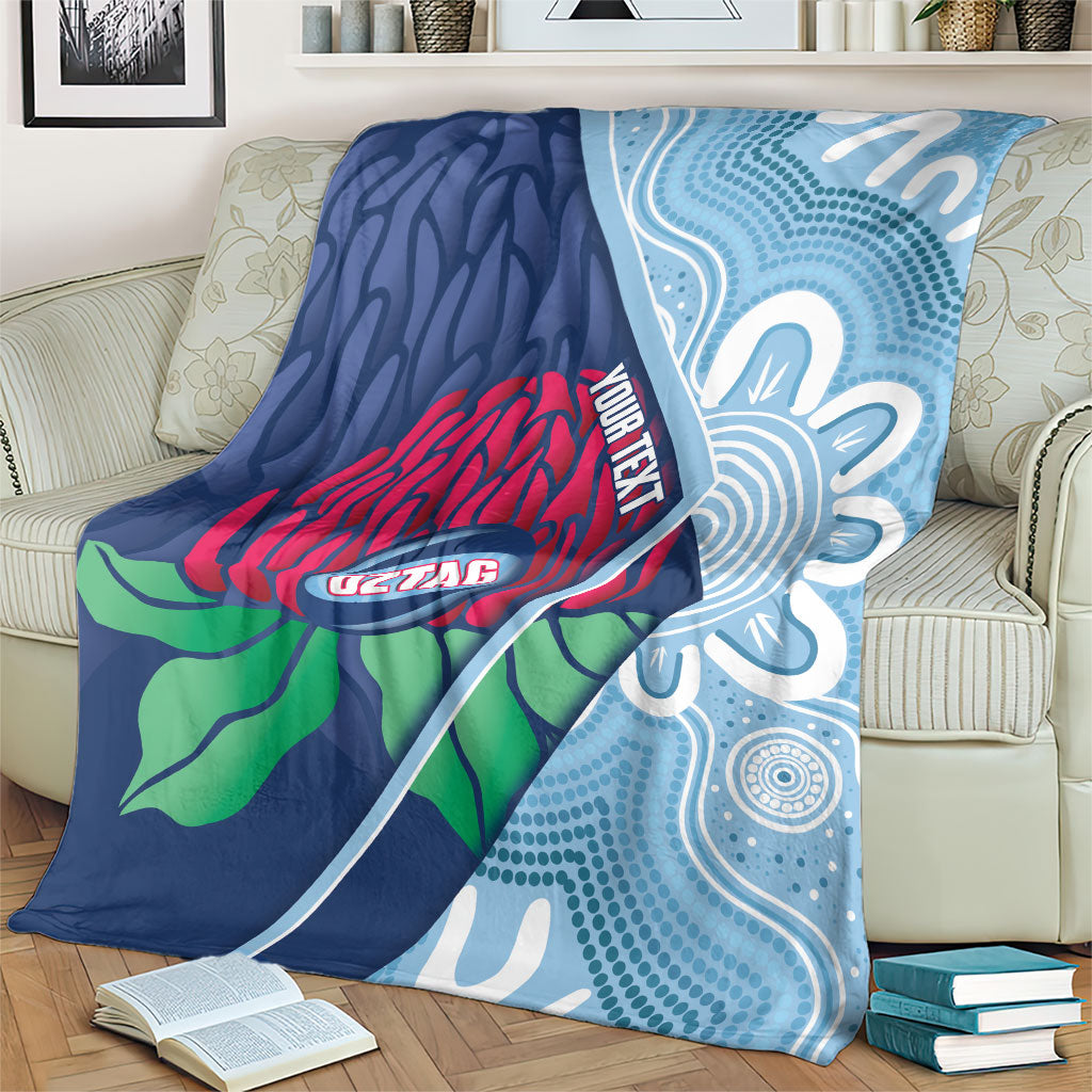 New South Wales Oztag Custom Blanket NSW Waratah Indigenous Art