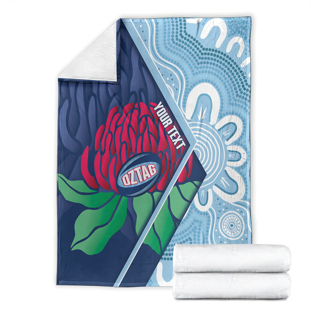 New South Wales Oztag Custom Blanket NSW Waratah Indigenous Art