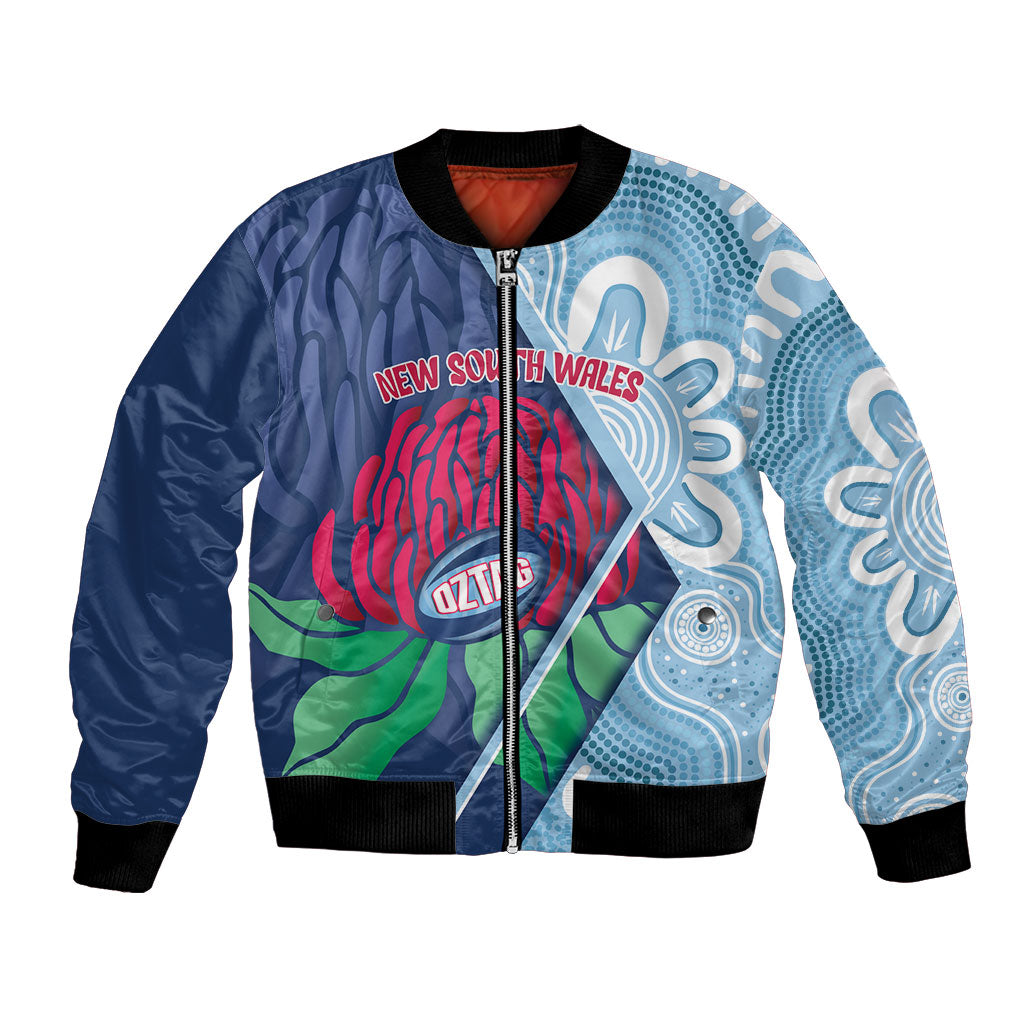 New South Wales Oztag Custom Bomber Jacket NSW Waratah Indigenous Art