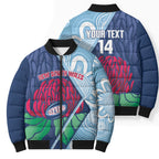 New South Wales Oztag Custom Bomber Puffer Jacket NSW Waratah Indigenous Art