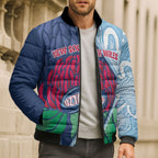 New South Wales Oztag Custom Bomber Puffer Jacket NSW Waratah Indigenous Art