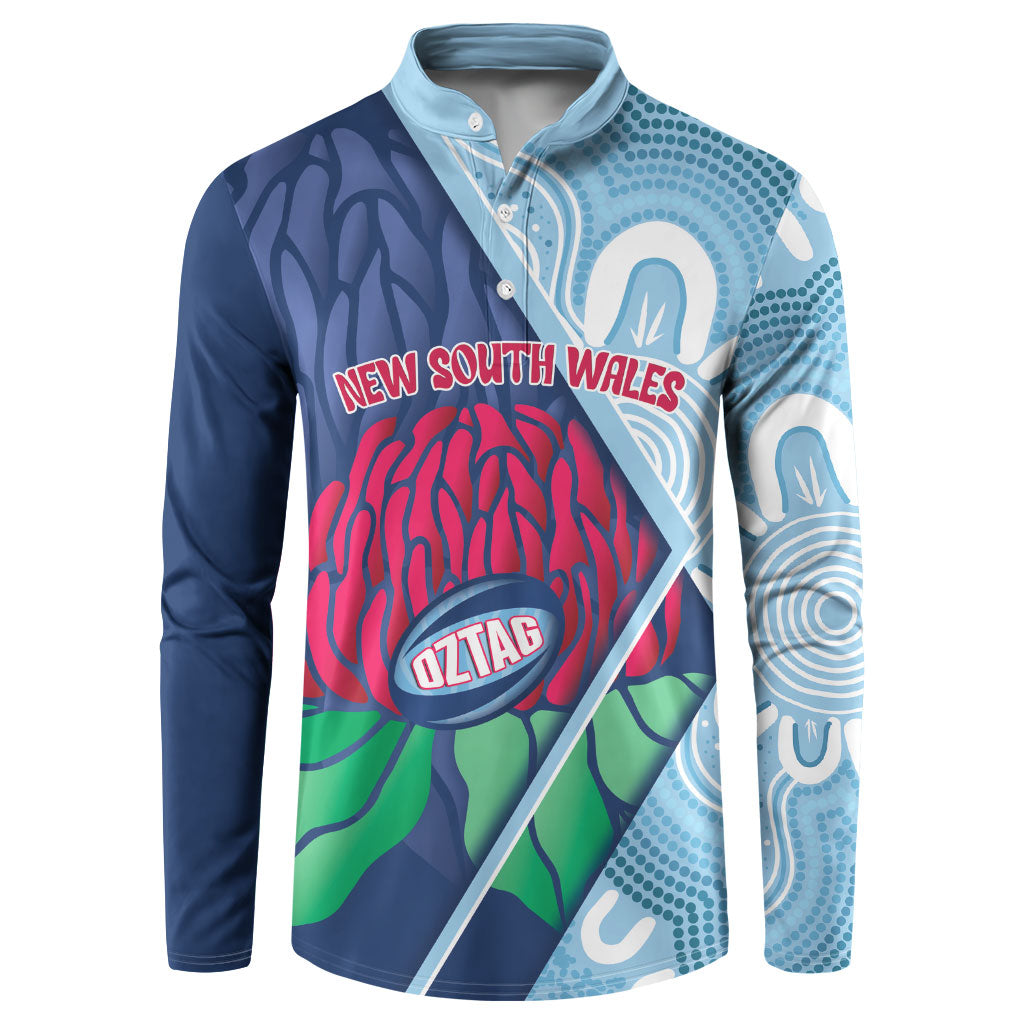 New South Wales Oztag Custom Button Sweatshirt NSW Waratah Indigenous Art
