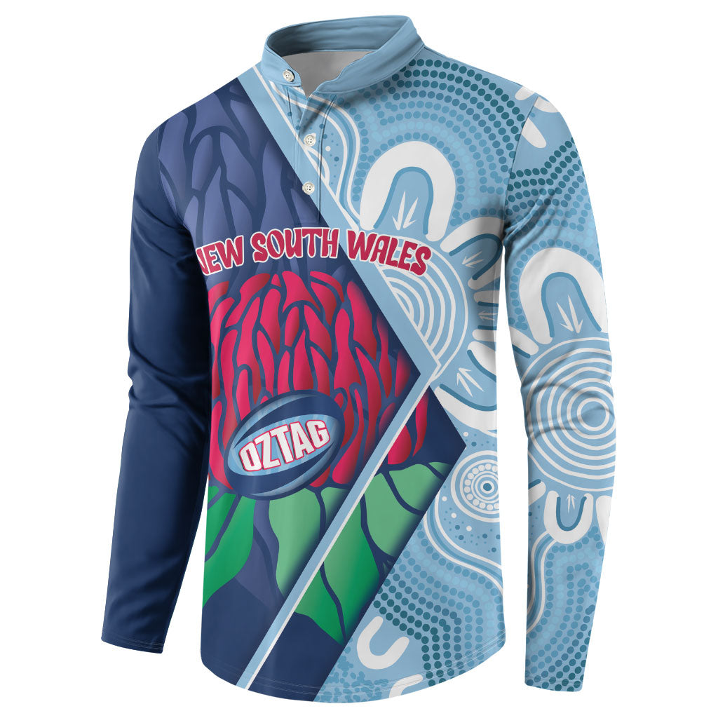 New South Wales Oztag Custom Button Sweatshirt NSW Waratah Indigenous Art
