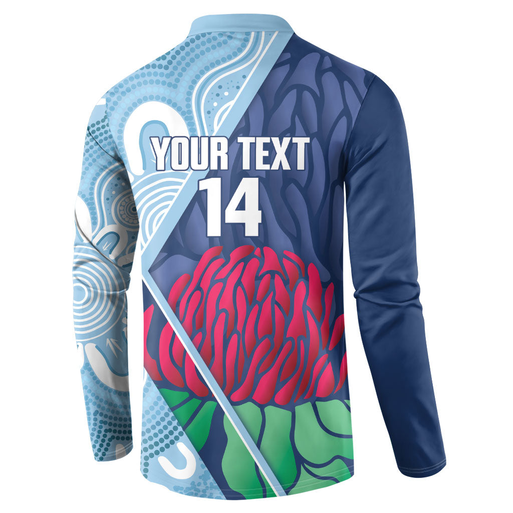 New South Wales Oztag Custom Button Sweatshirt NSW Waratah Indigenous Art