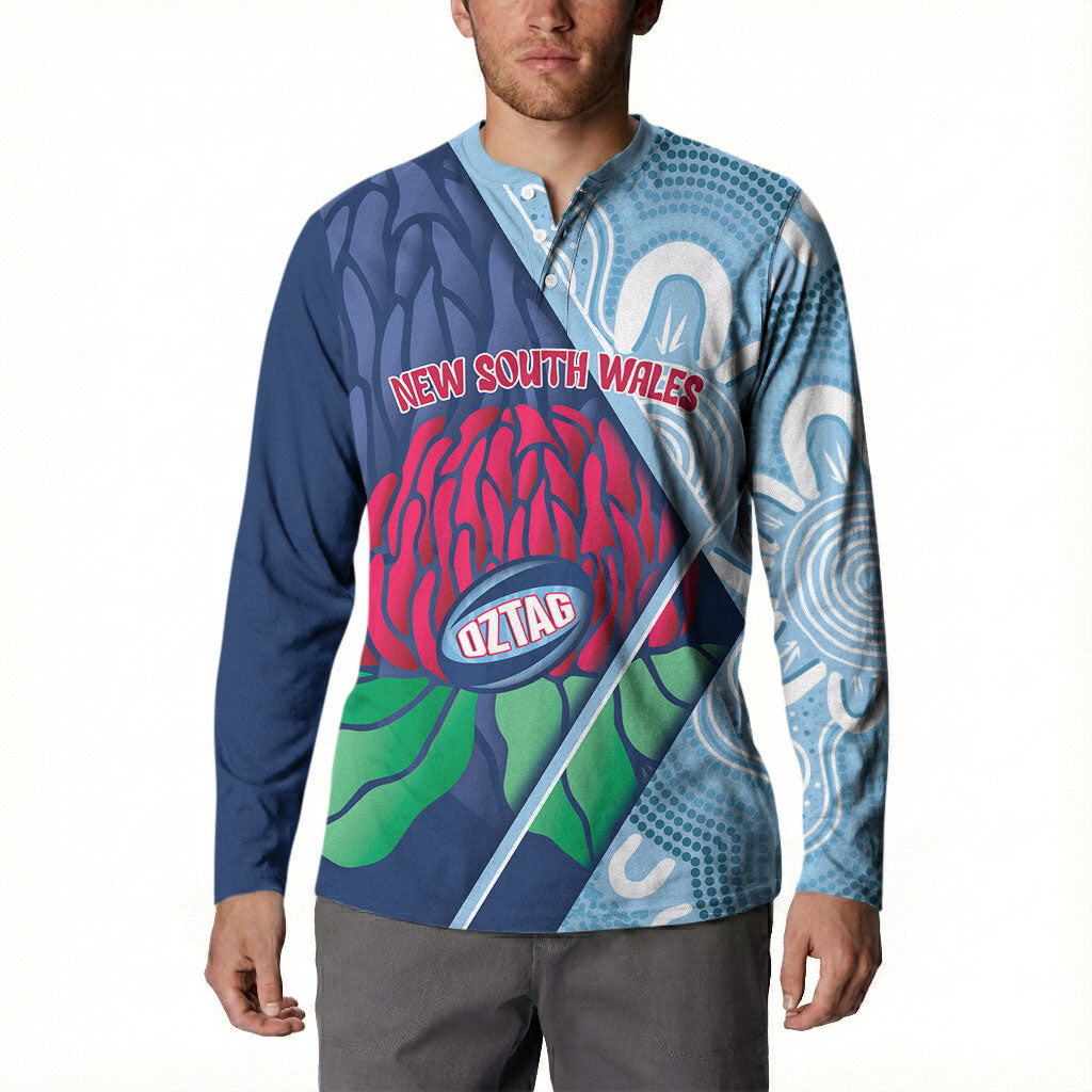 New South Wales Oztag Custom Button Sweatshirt NSW Waratah Indigenous Art