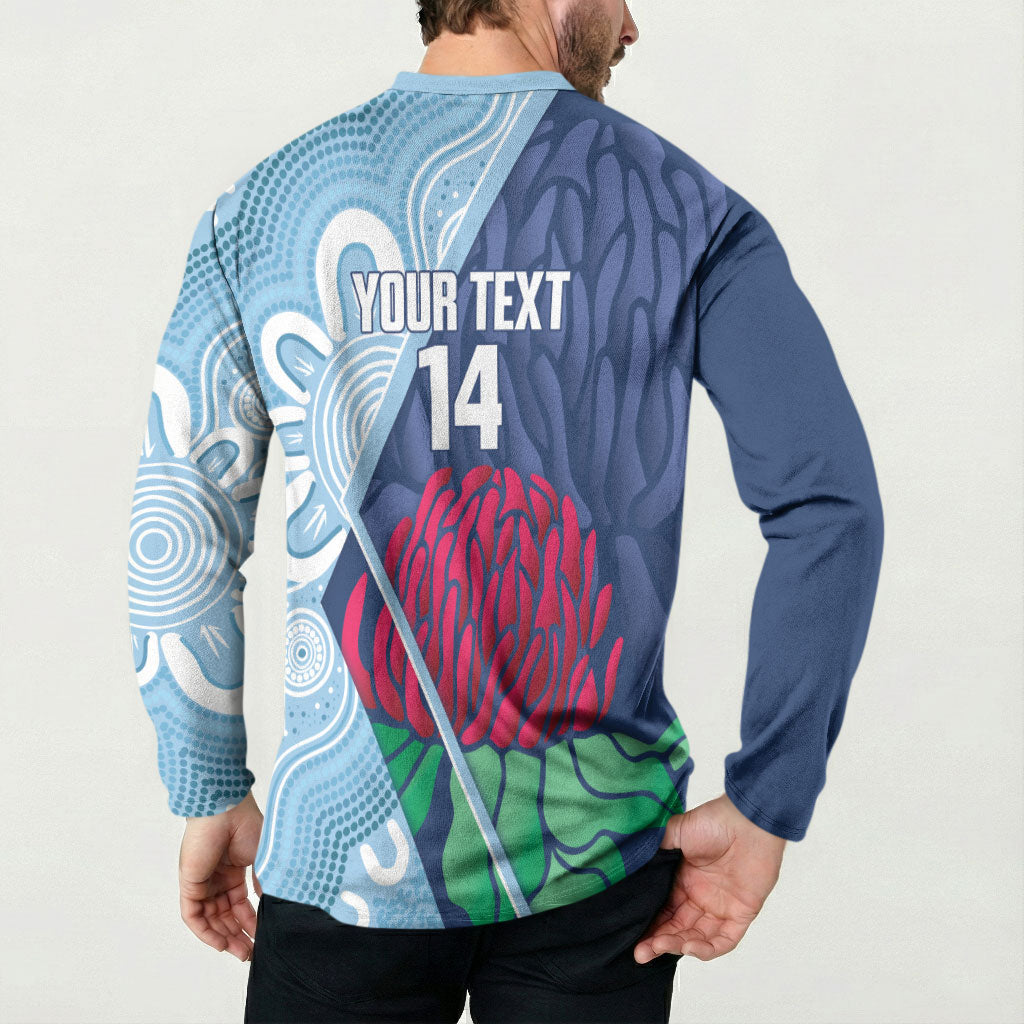 New South Wales Oztag Custom Button Sweatshirt NSW Waratah Indigenous Art
