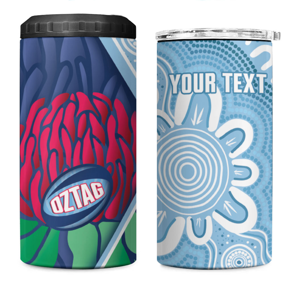 New South Wales Oztag Custom 4 in 1 Can Cooler Tumbler NSW Waratah Indigenous Art
