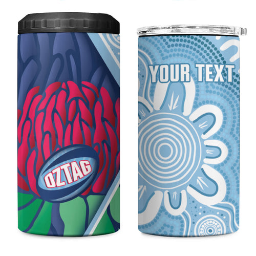 New South Wales Oztag Custom 4 in 1 Can Cooler Tumbler NSW Waratah Indigenous Art