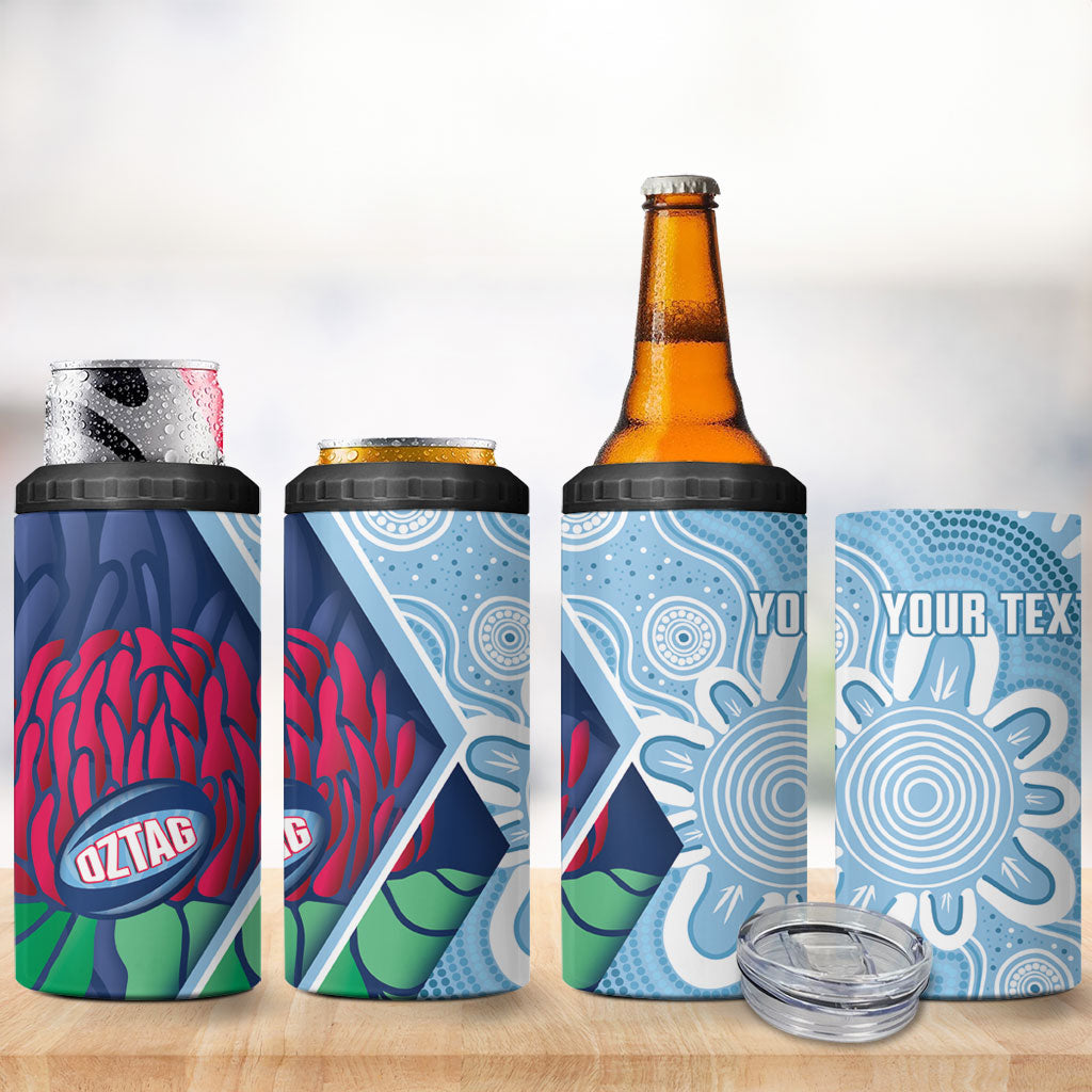 New South Wales Oztag Custom 4 in 1 Can Cooler Tumbler NSW Waratah Indigenous Art
