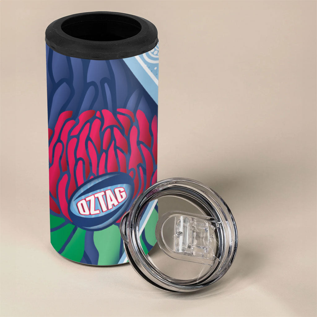 New South Wales Oztag Custom 4 in 1 Can Cooler Tumbler NSW Waratah Indigenous Art
