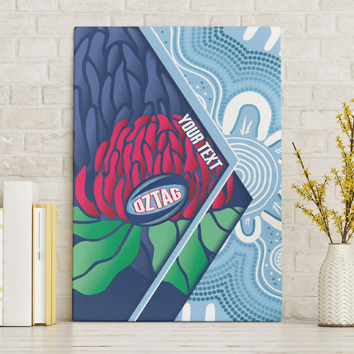 New South Wales Oztag Custom Canvas Wall Art NSW Waratah Indigenous Art