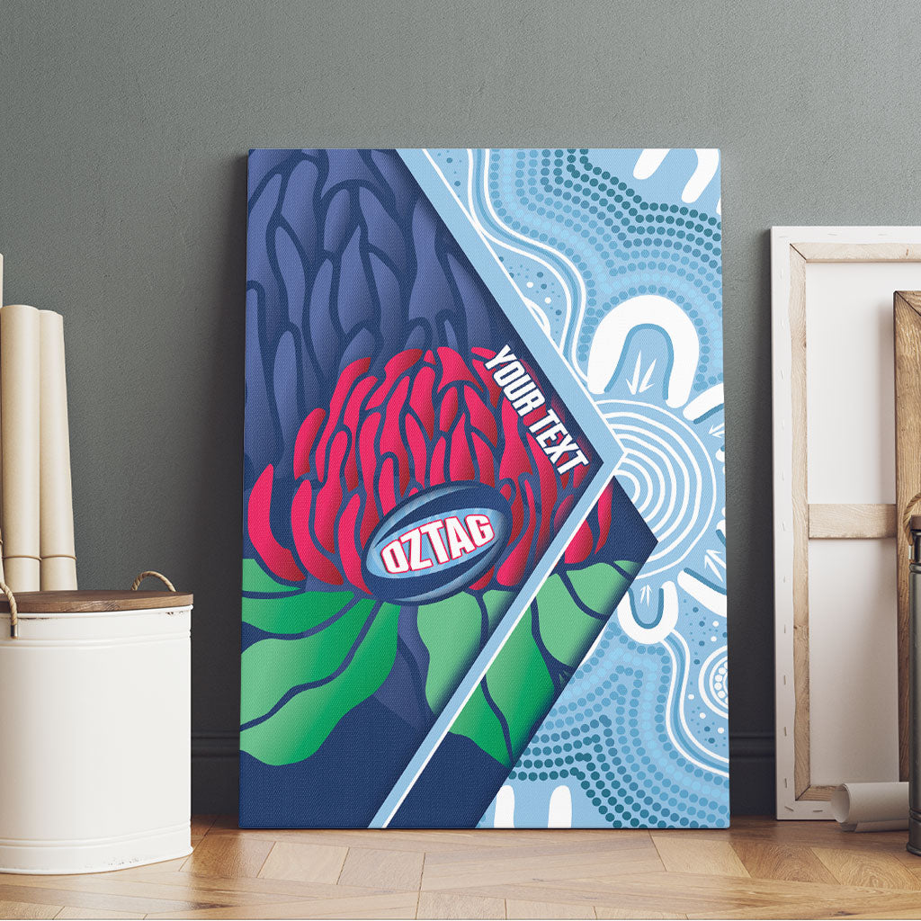 New South Wales Oztag Custom Canvas Wall Art NSW Waratah Indigenous Art
