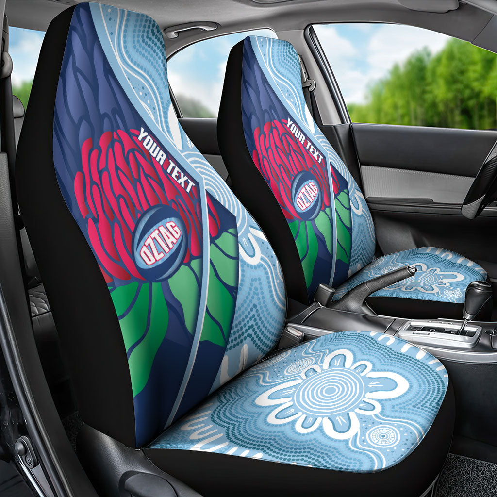 New South Wales Oztag Custom Car Seat Cover NSW Waratah Indigenous Art