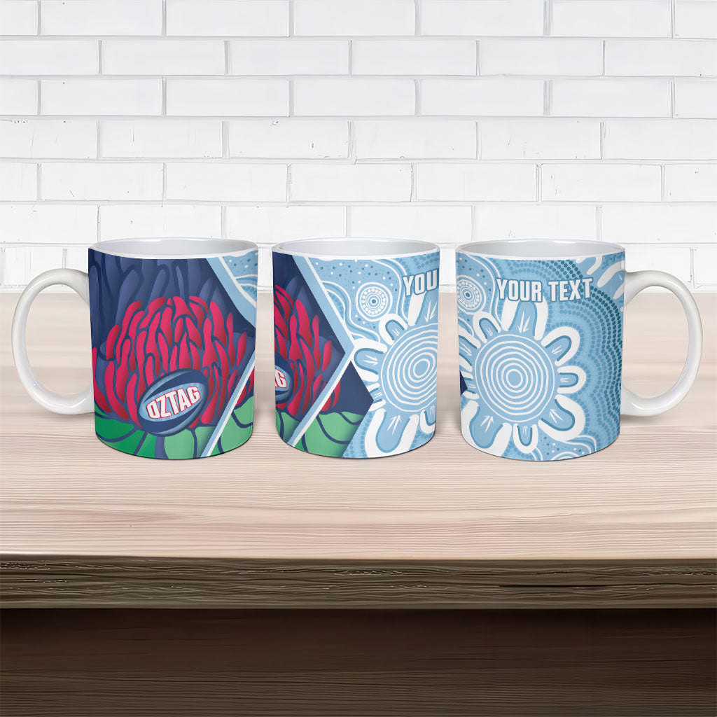 New South Wales Oztag Custom Ceramic Mug NSW Waratah Indigenous Art