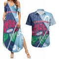 New South Wales Oztag Custom Couples Matching Summer Maxi Dress and Hawaiian Shirt NSW Waratah Indigenous Art