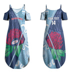 New South Wales Oztag Custom Couples Matching Summer Maxi Dress and Long Sleeve Button Shirt NSW Waratah Indigenous Art