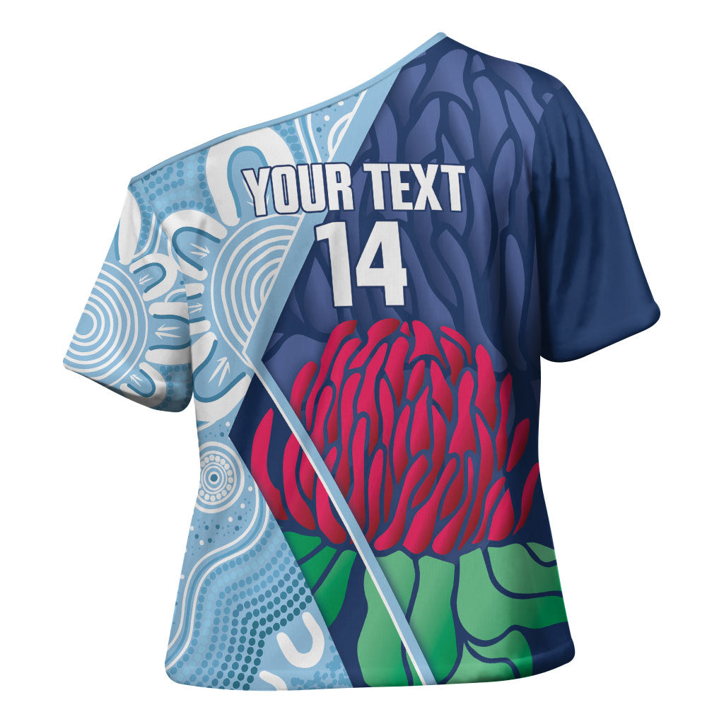 New South Wales Oztag Custom Cross Shoulder Shirt NSW Waratah Indigenous Art
