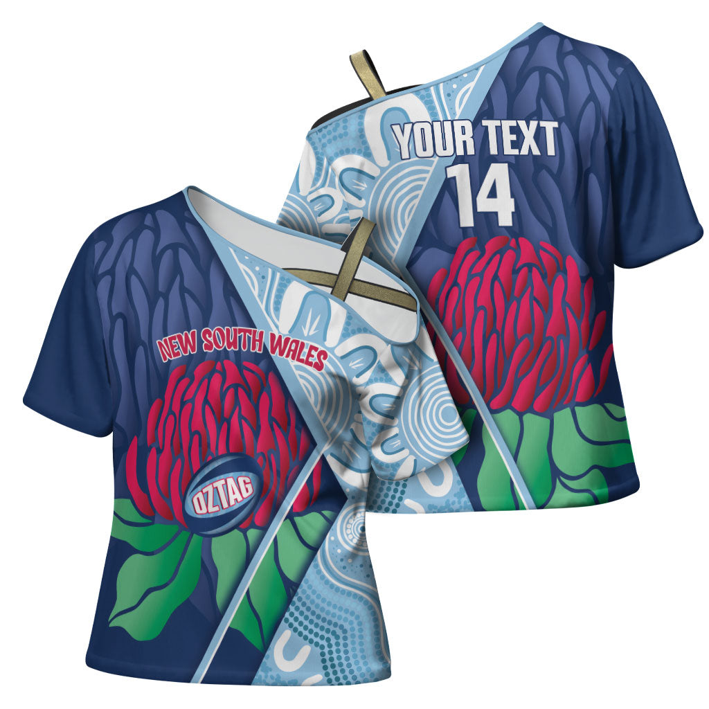 New South Wales Oztag Custom Cross Shoulder Shirt NSW Waratah Indigenous Art