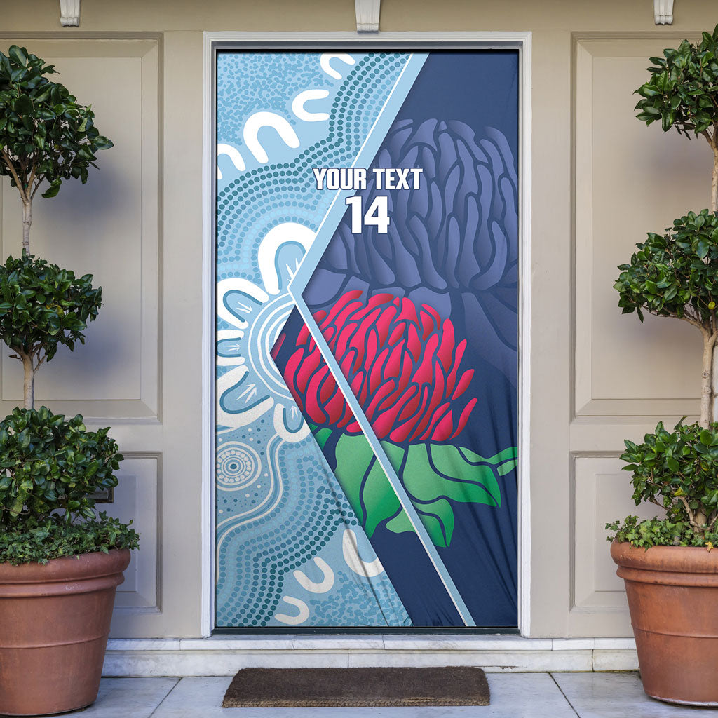 New South Wales Oztag Custom Door Cover NSW Waratah Indigenous Art