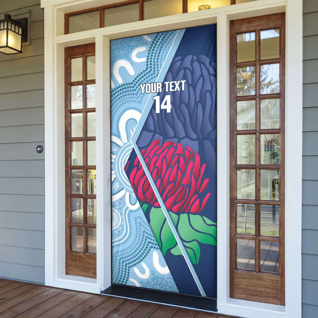 New South Wales Oztag Custom Door Cover NSW Waratah Indigenous Art