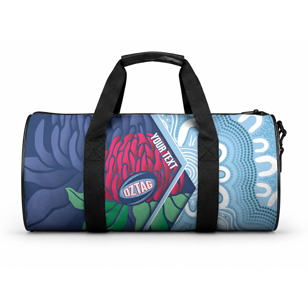 New South Wales Oztag Custom Duffle Bag NSW Waratah Indigenous Art