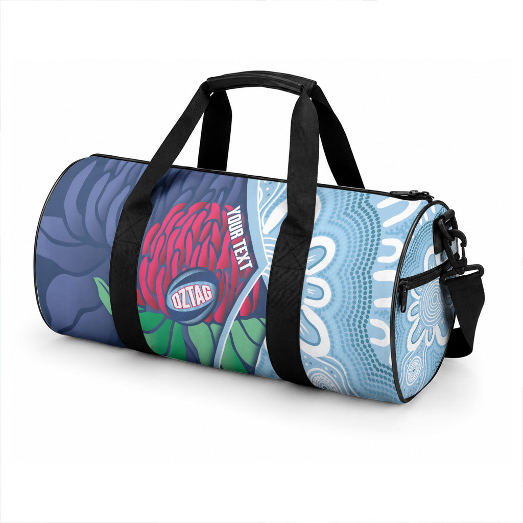 New South Wales Oztag Custom Duffle Bag NSW Waratah Indigenous Art