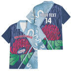 New South Wales Oztag Custom Family Matching Off Shoulder Maxi Dress and Hawaiian Shirt NSW Waratah Indigenous Art