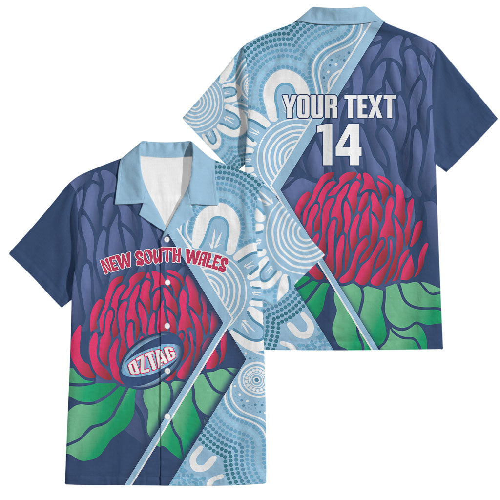 New South Wales Oztag Custom Family Matching Off Shoulder Maxi Dress and Hawaiian Shirt NSW Waratah Indigenous Art