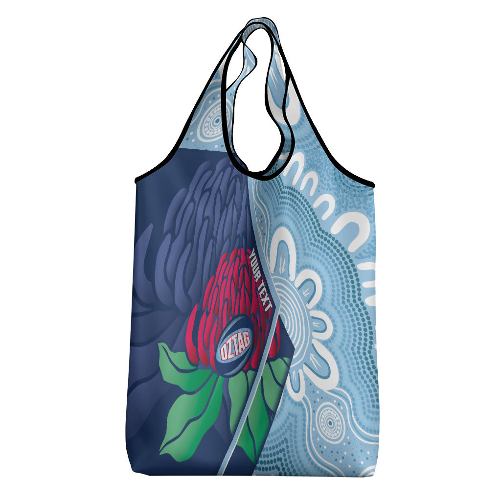 New South Wales Oztag Custom Grocery Bag NSW Waratah Indigenous Art