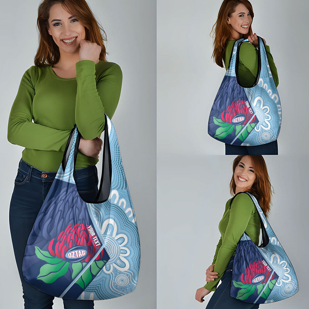 New South Wales Oztag Custom Grocery Bag NSW Waratah Indigenous Art