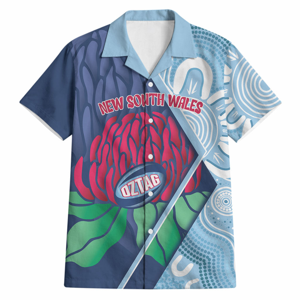 New South Wales Oztag Custom Hawaiian Shirt NSW Waratah Indigenous Art