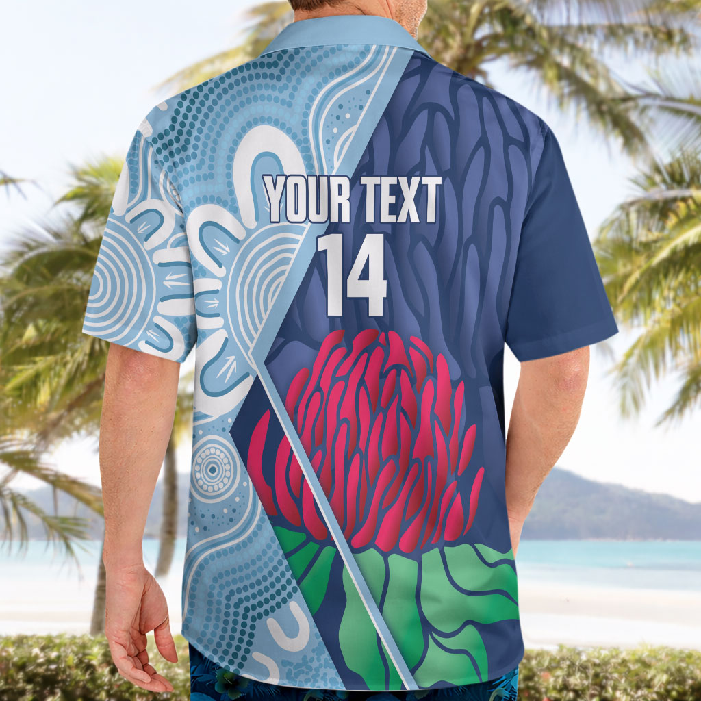 New South Wales Oztag Custom Hawaiian Shirt NSW Waratah Indigenous Art