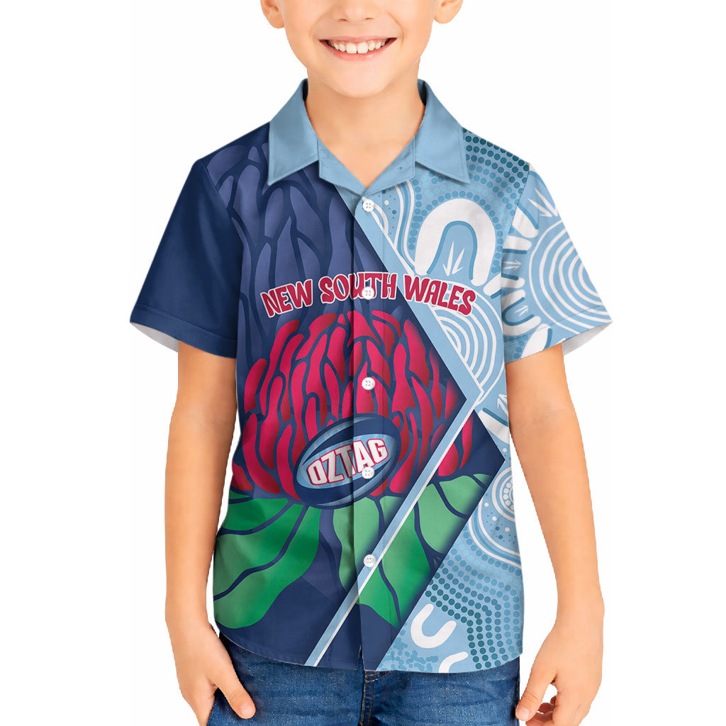 New South Wales Oztag Custom Hawaiian Shirt NSW Waratah Indigenous Art