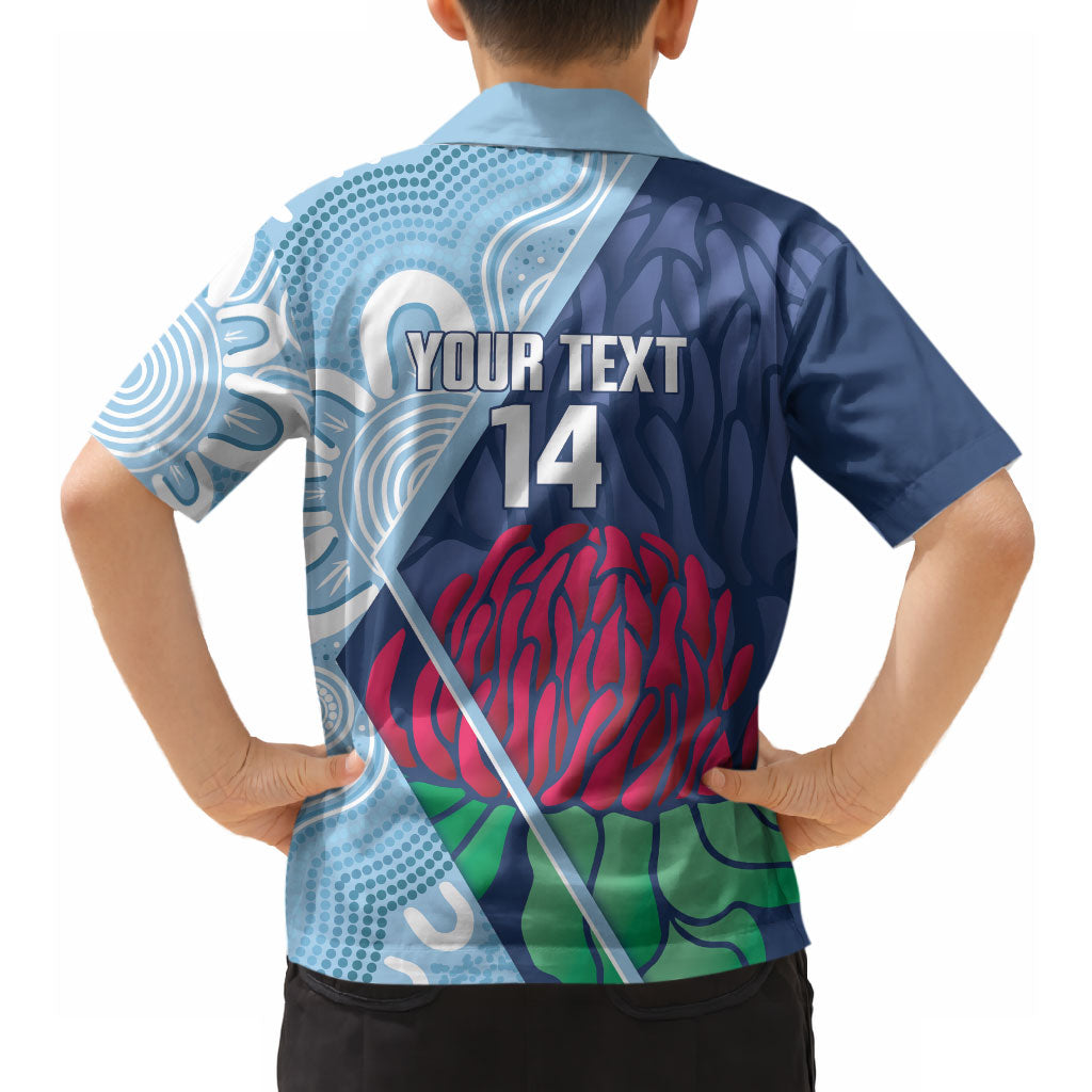 New South Wales Oztag Custom Hawaiian Shirt NSW Waratah Indigenous Art