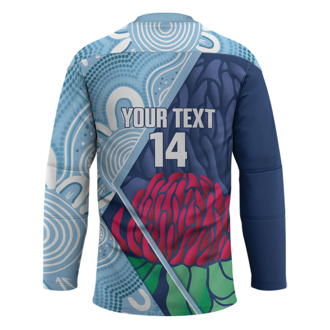 New South Wales Oztag Custom Hockey Jersey NSW Waratah Indigenous Art