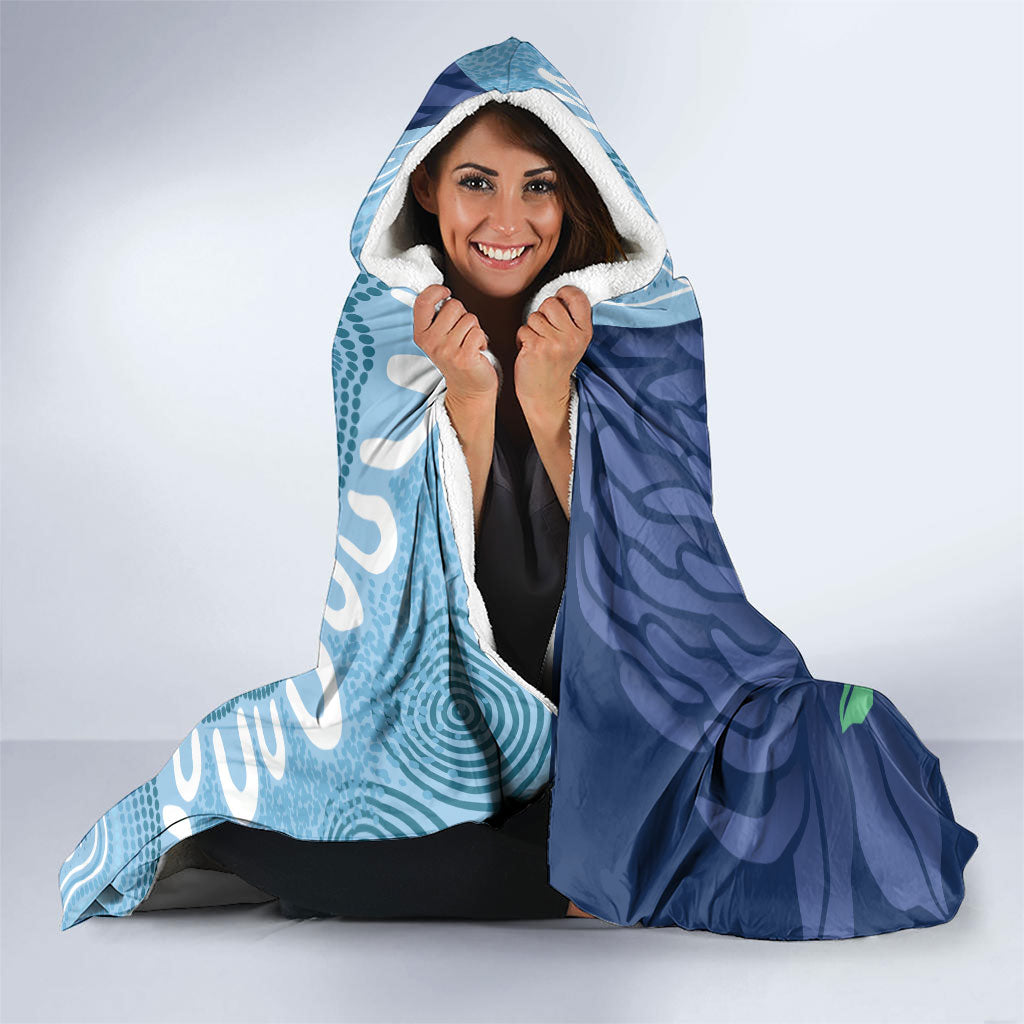 New South Wales Oztag Custom Hooded Blanket NSW Waratah Indigenous Art