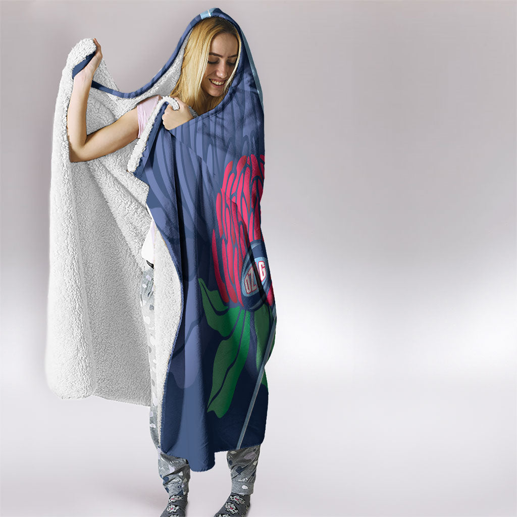 New South Wales Oztag Custom Hooded Blanket NSW Waratah Indigenous Art