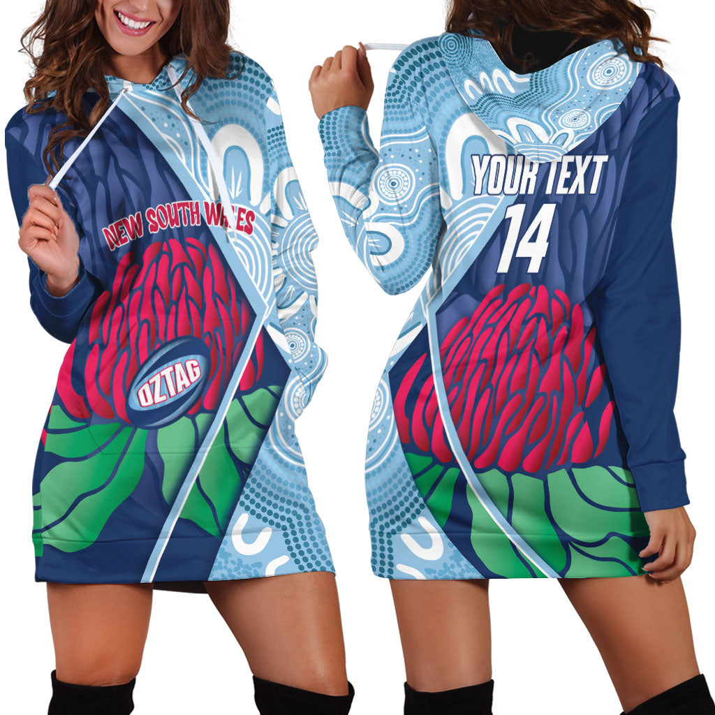 New South Wales Oztag Custom Hoodie Dress NSW Waratah Indigenous Art