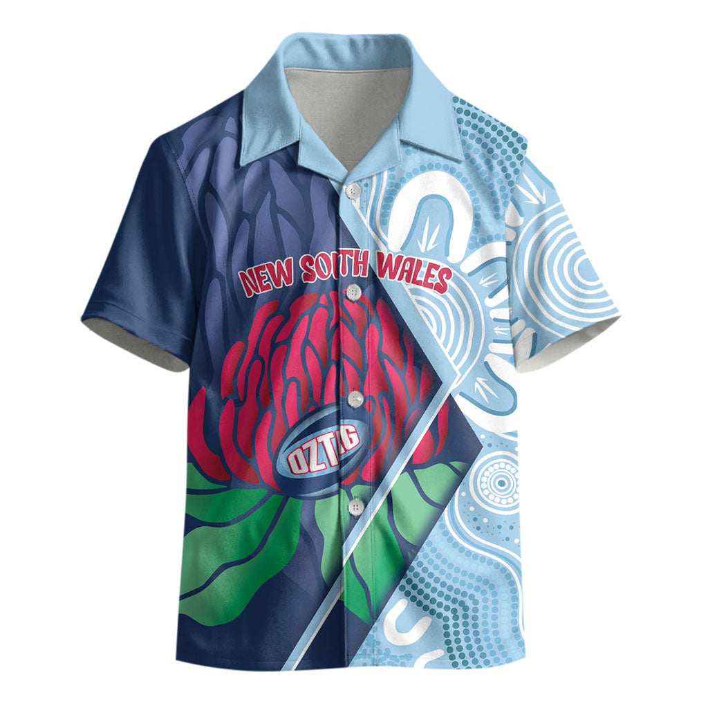New South Wales Oztag Custom Kid Hawaiian Shirt NSW Waratah Indigenous Art