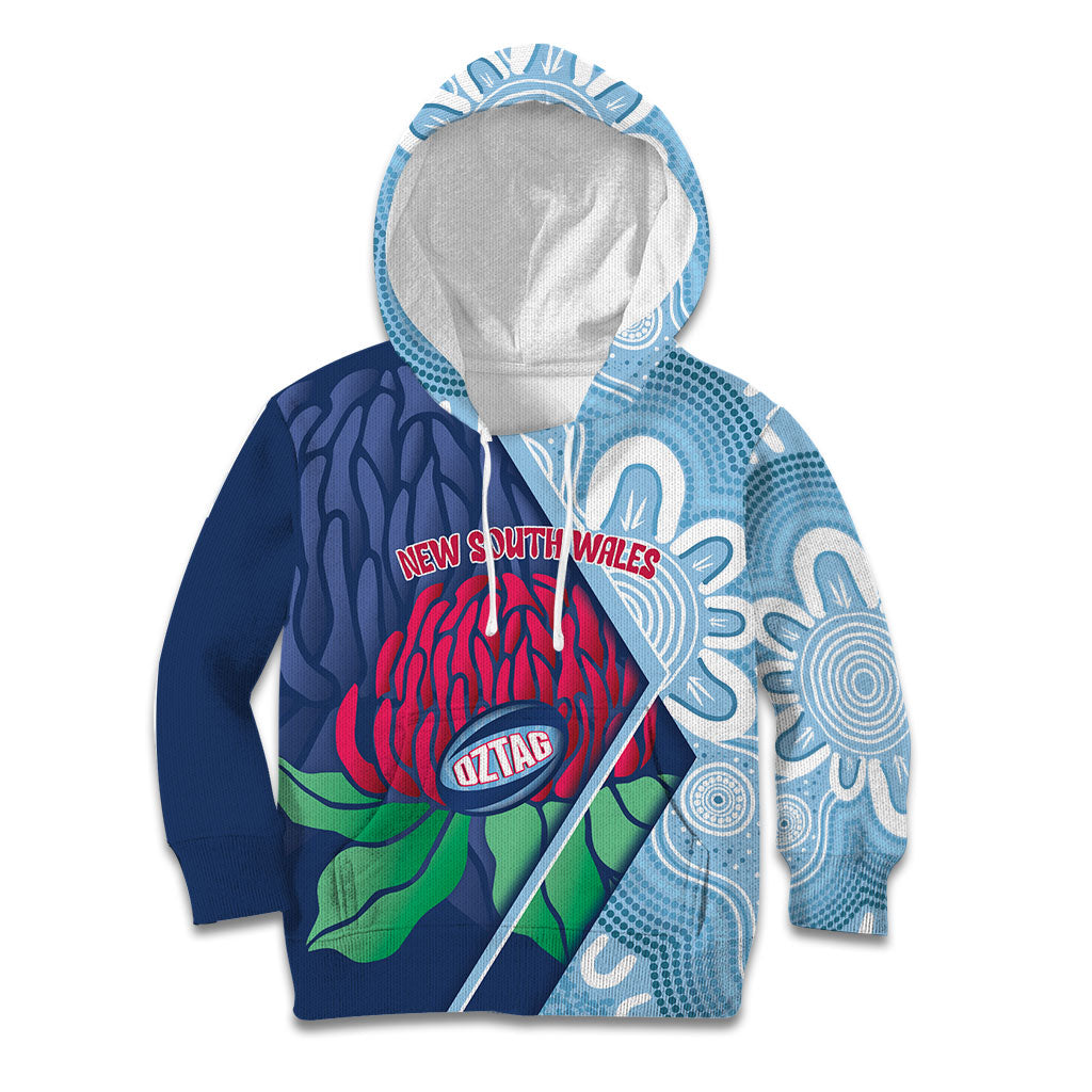 New South Wales Oztag Custom Kid Hoodie NSW Waratah Indigenous Art