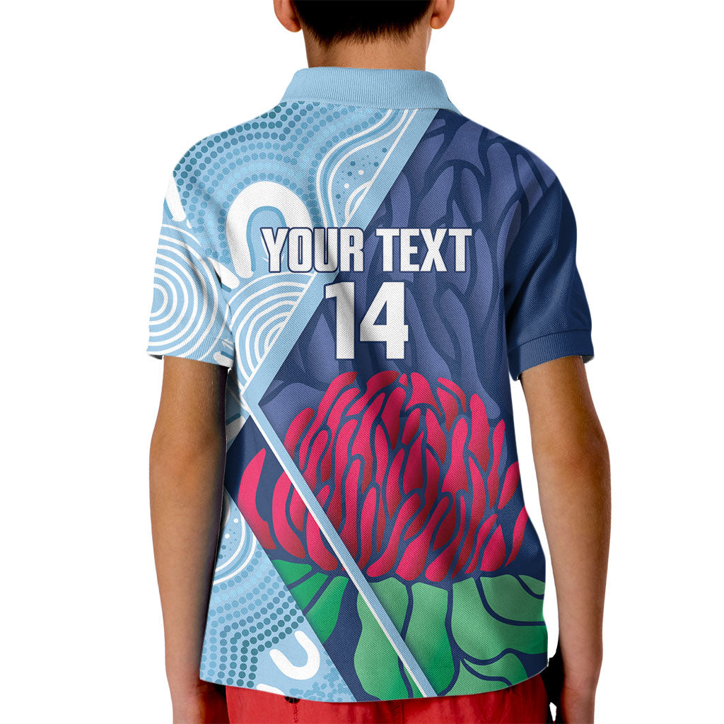 New South Wales Oztag Custom Kid Polo Shirt NSW Waratah Indigenous Art