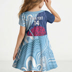 New South Wales Oztag Custom Kid Short Sleeve Dress NSW Waratah Indigenous Art