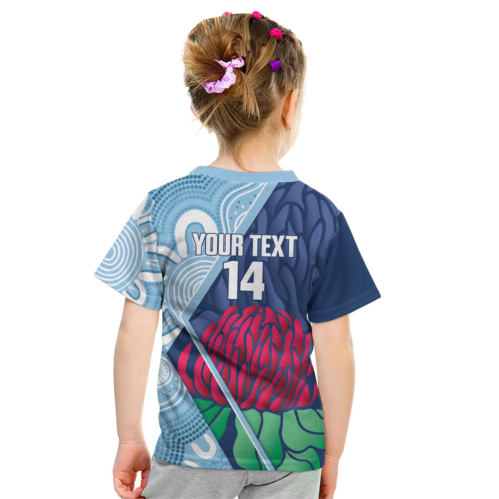 New South Wales Oztag Custom Kid T Shirt NSW Waratah Indigenous Art
