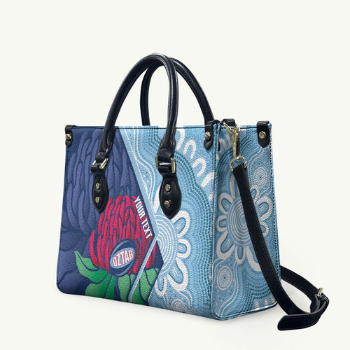 New South Wales Oztag Custom Leather Bag NSW Waratah Indigenous Art