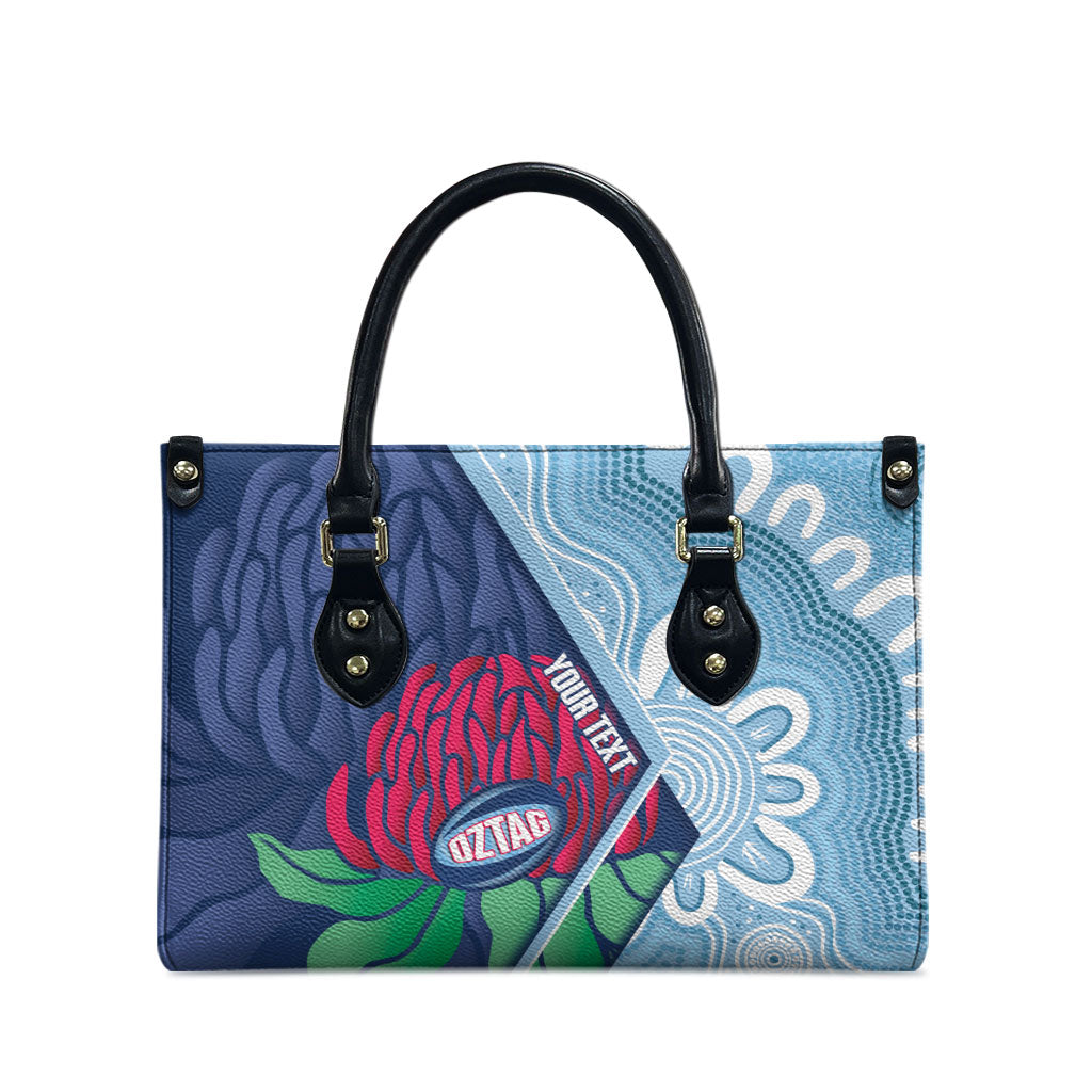 New South Wales Oztag Custom Leather Bag NSW Waratah Indigenous Art