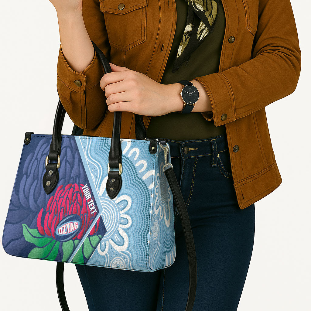 New South Wales Oztag Custom Leather Bag NSW Waratah Indigenous Art