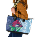 New South Wales Oztag Custom Leather Tote Bag NSW Waratah Indigenous Art
