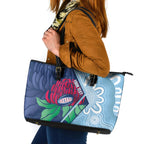 New South Wales Oztag Custom Leather Tote Bag NSW Waratah Indigenous Art