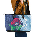 New South Wales Oztag Custom Leather Tote Bag NSW Waratah Indigenous Art